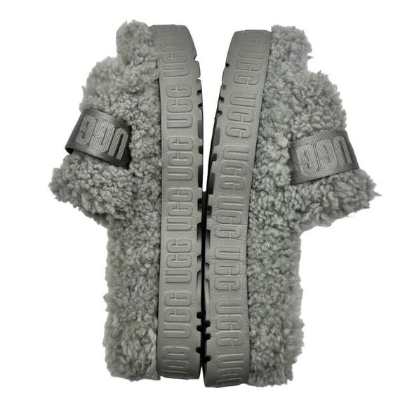 UGG FLUFFITA GREY CURLY WOOL SLIDE ON SANDAL WOMEN’S SIZE 6 - Picture 9 of 9